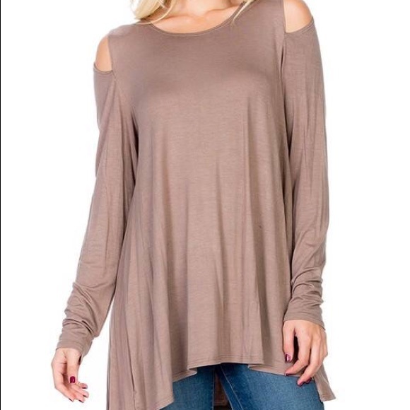 Mocha Open- Shoulder top - Picture 1 of 1